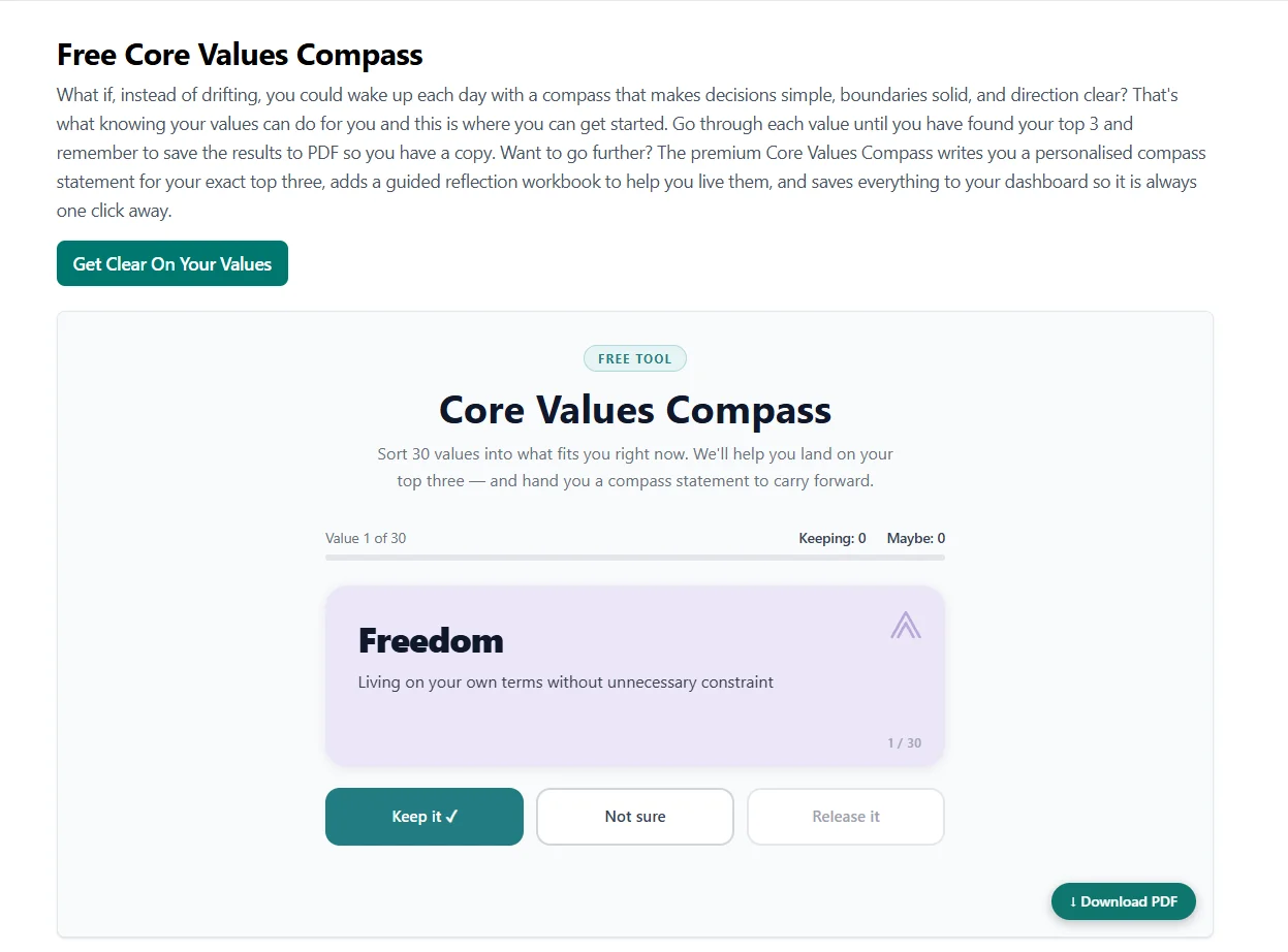 Find Your Values Free Tool