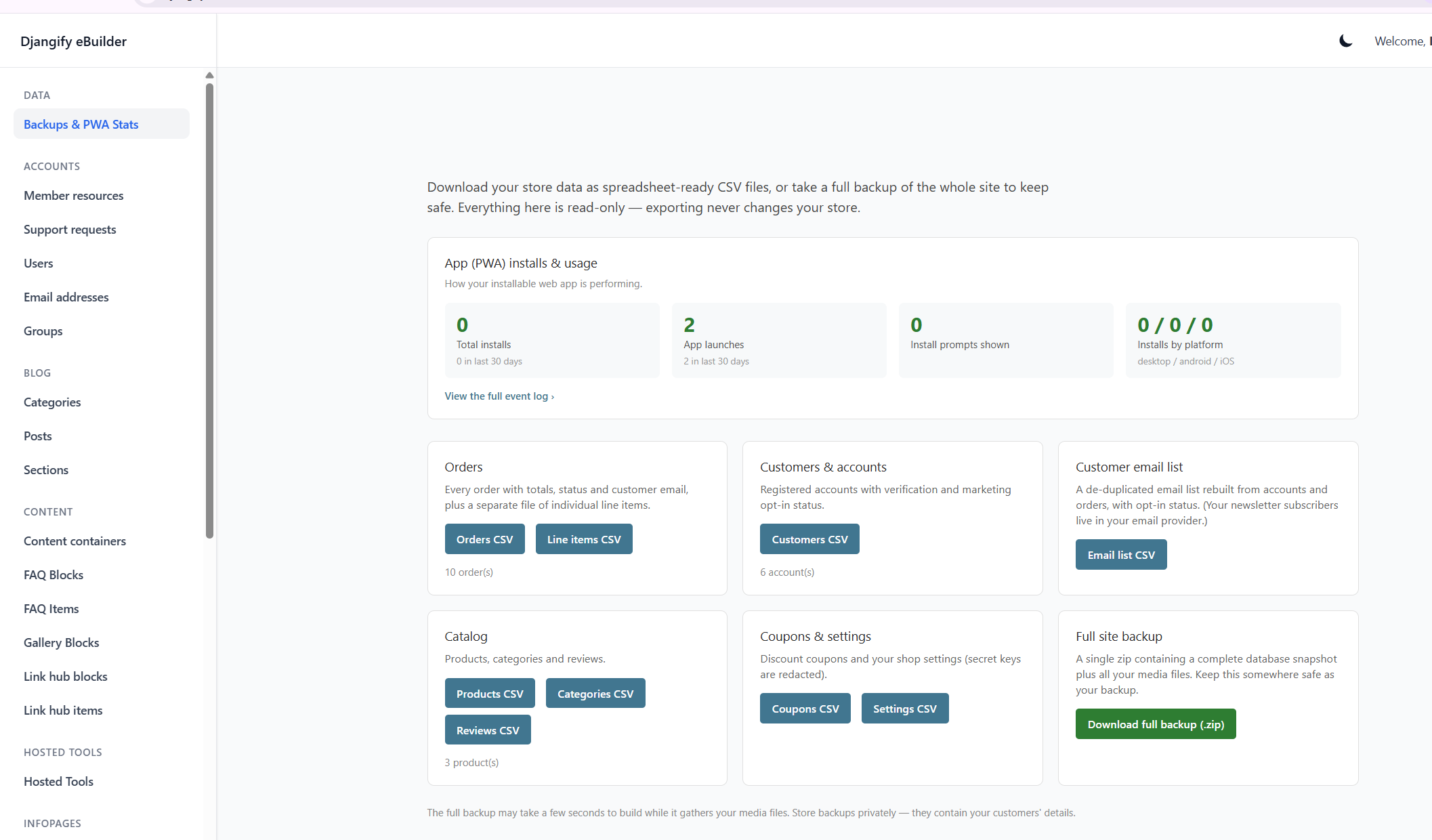 Download Your Content Backup